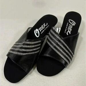 Onex Maxine Black Leather Kitten Heel Size 36 (5.5) Made In Italy